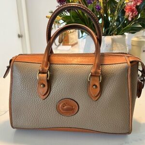 Vintage Dooney & Bourke Leather Satchel Bag Taupe Shoulder Purse
